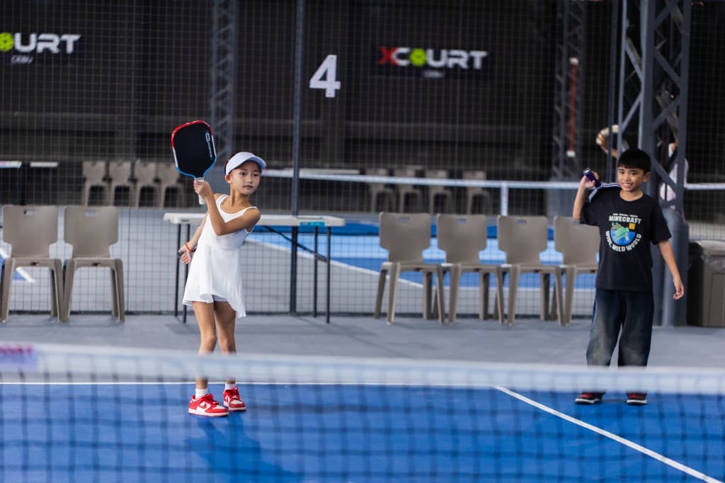 Kids playing pickleball at X Court Cebu